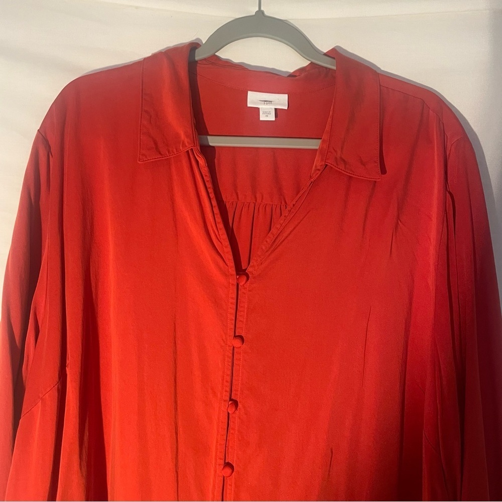 j.Jill Women's Red/orange Button-Up Blouse w/collar cloth buttons size 3X - Picture 3 of 9